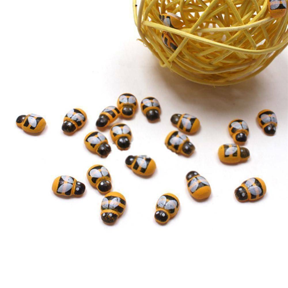 Wholesale 100x Home Decor Mini Bee Wooden Sponge Self-Adhesive Wall Stickers DIY