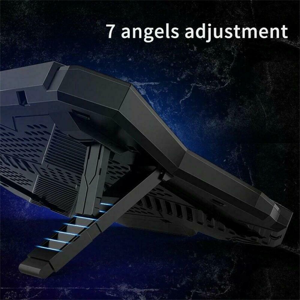 RGB Laptop Cooling Pad LED Screen Gaming Laptop Cooler with 6 High-Speed Fans FS