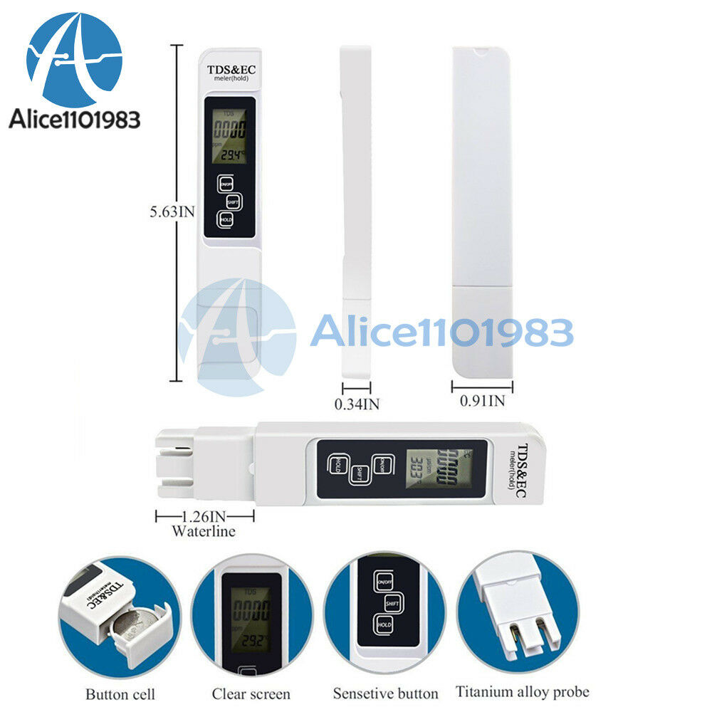 3 In 1 TDS EC PPM Multifunctional Water Quality Meter Tester Pen LCD Display