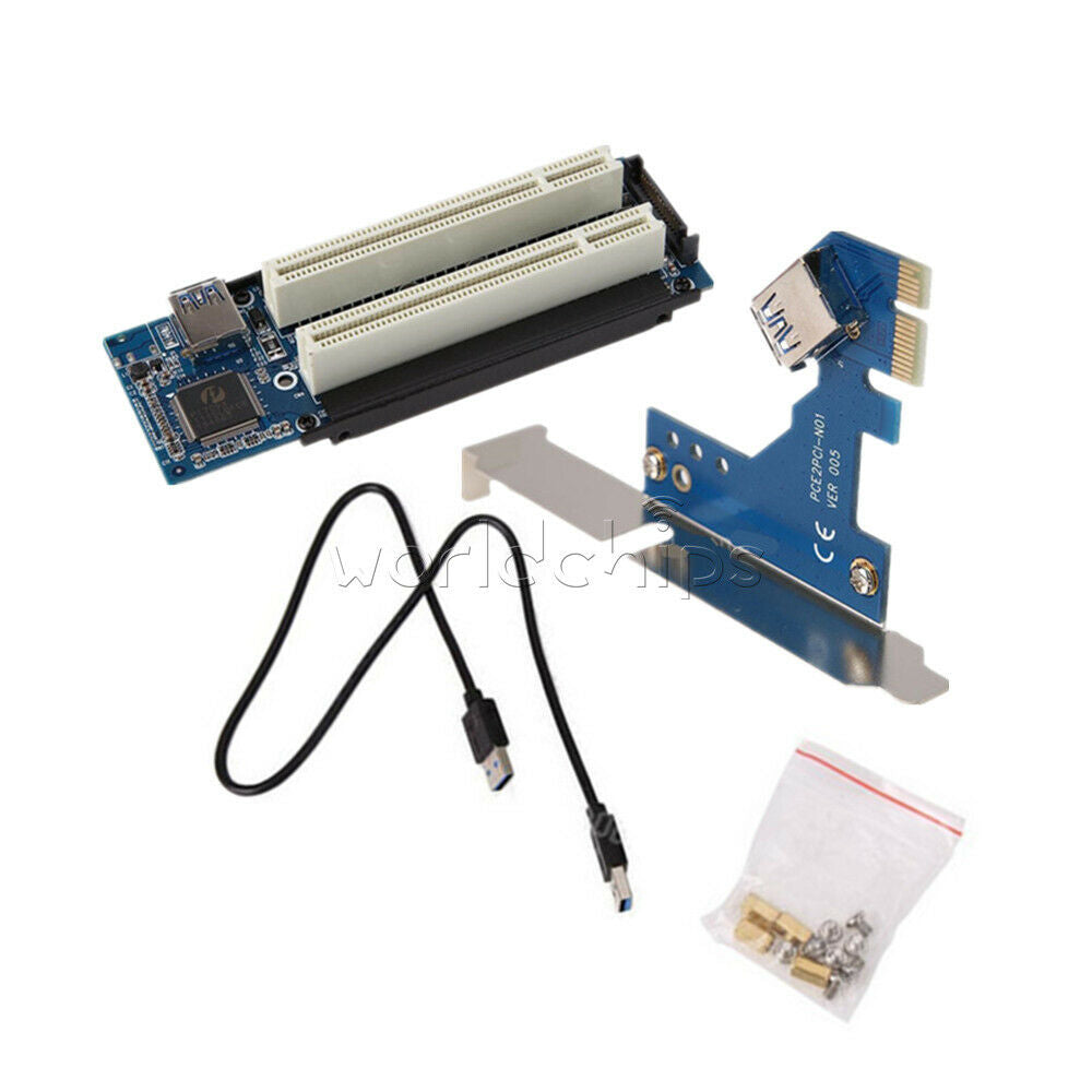 2.6 FT PCI-E Express X1 to Dual PCI Riser Extend Adapter Card With USB 3.0 Cable