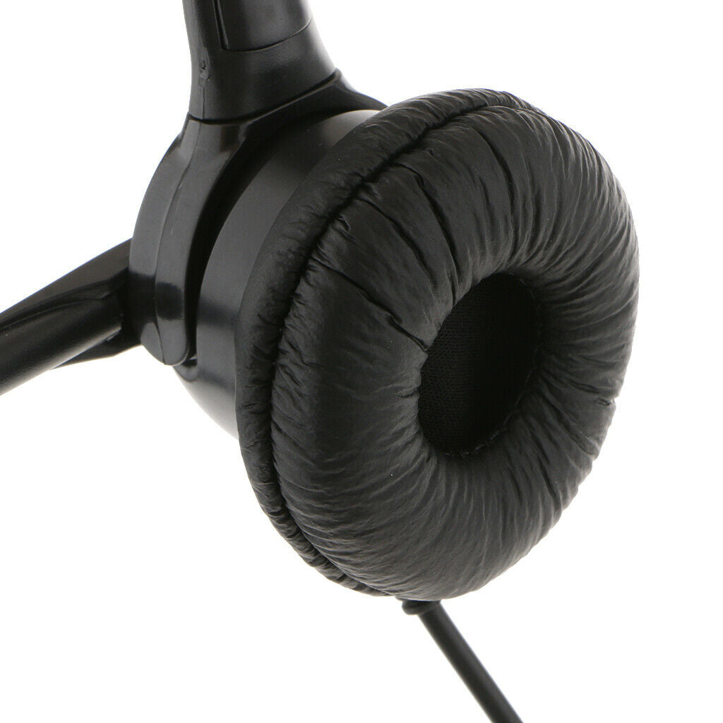 2x Call Center Monaural USB Plug Headset Headphones with Mic for Computer