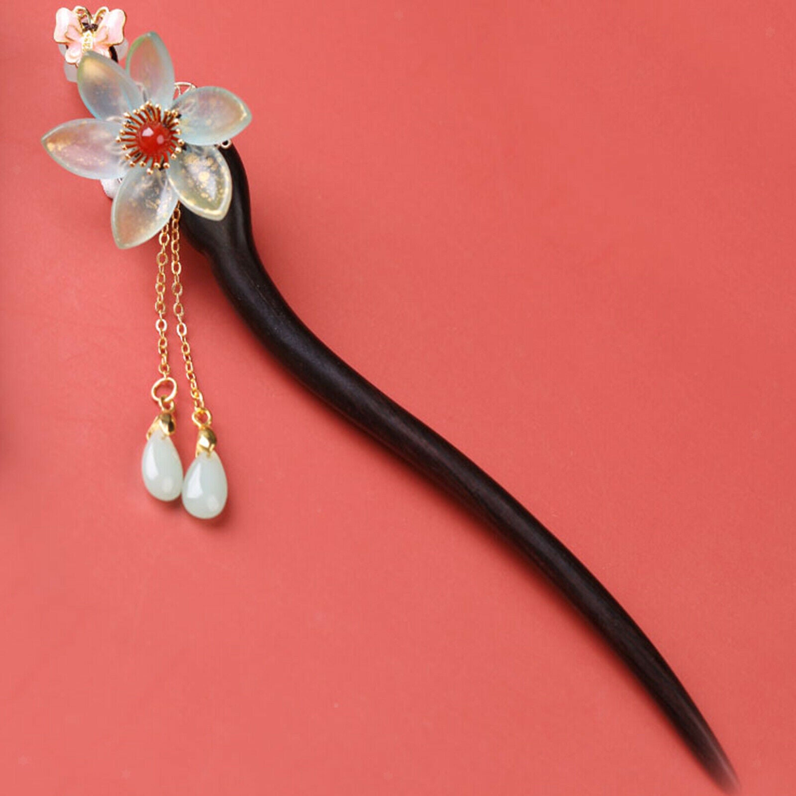Flower Wooden Chinese Hairpin for Woman Decor 7.08inch Special Occasions