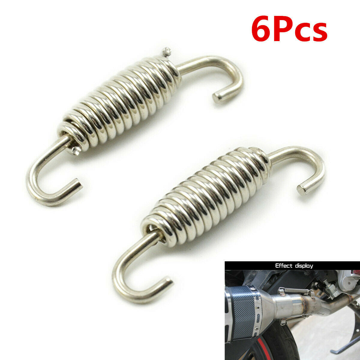 6Pcs 55mm Stainless Steel Motorcycle Exhaust Mounting Spring w/ Welding Fastener
