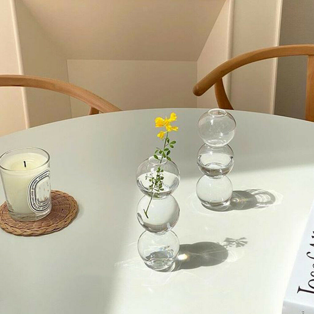 Glass Flower Vase Glass Planter Hydroponics for Bedroom Living Room 3 Balls
