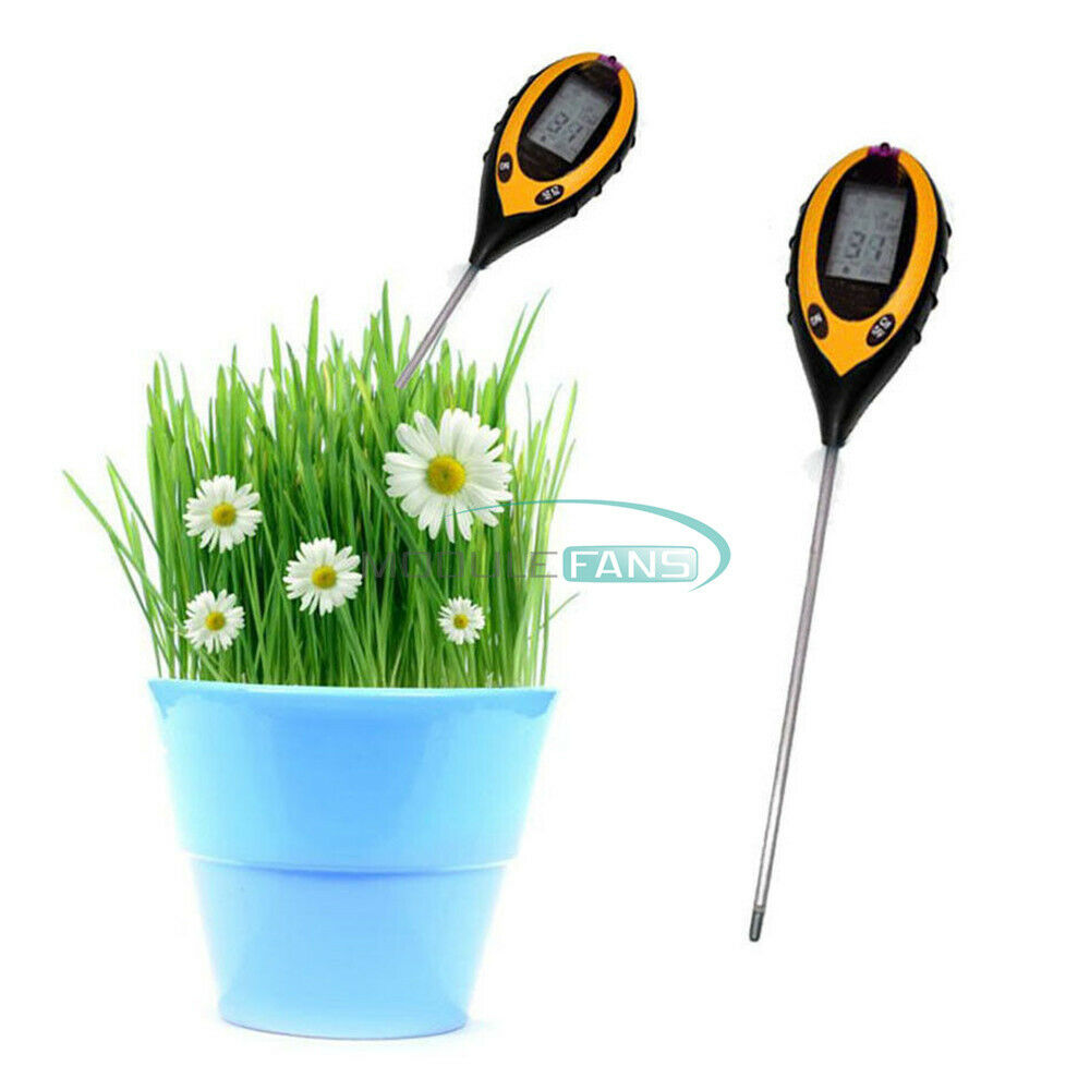 Digital 4 In 1 LCD Soil Moisture Humidity Temperature Sunlight PH Tester Meter