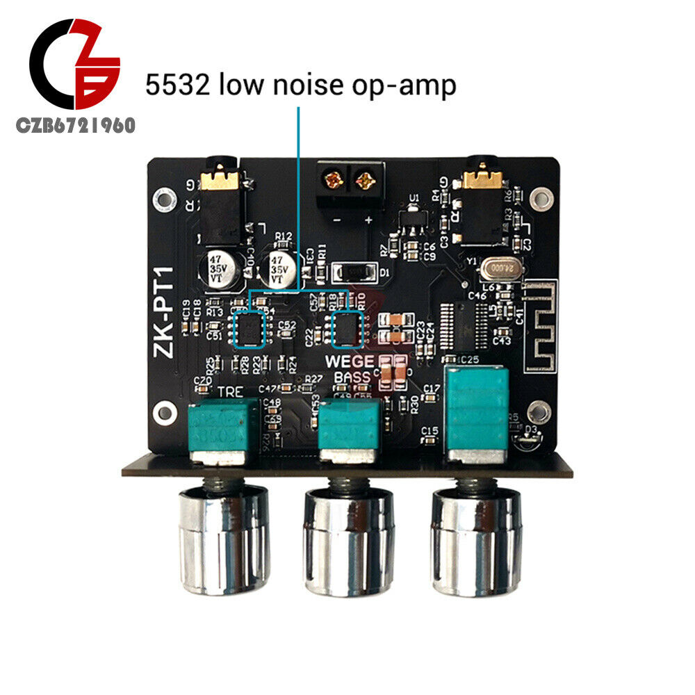 Bluetooth 5.0 Tone Pre-stage Treble Bass Amplifier 2Channel Stereo Audio Decoder