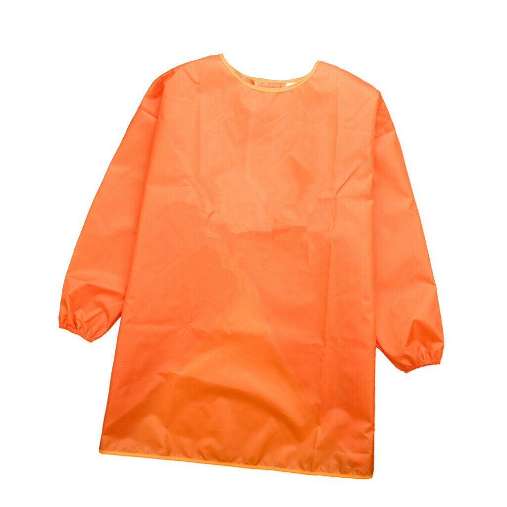 Children Kids Long Sleeve Apron Painting Waterproof Smock Blue M + Orange L