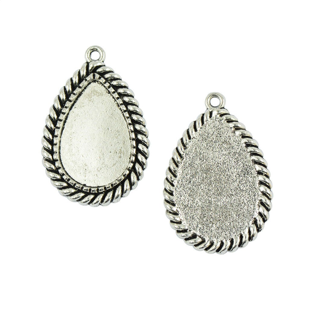 10Pcs Teardrop Tray Cabochon Setting Blank Bezel Pendant Base DIY Findings