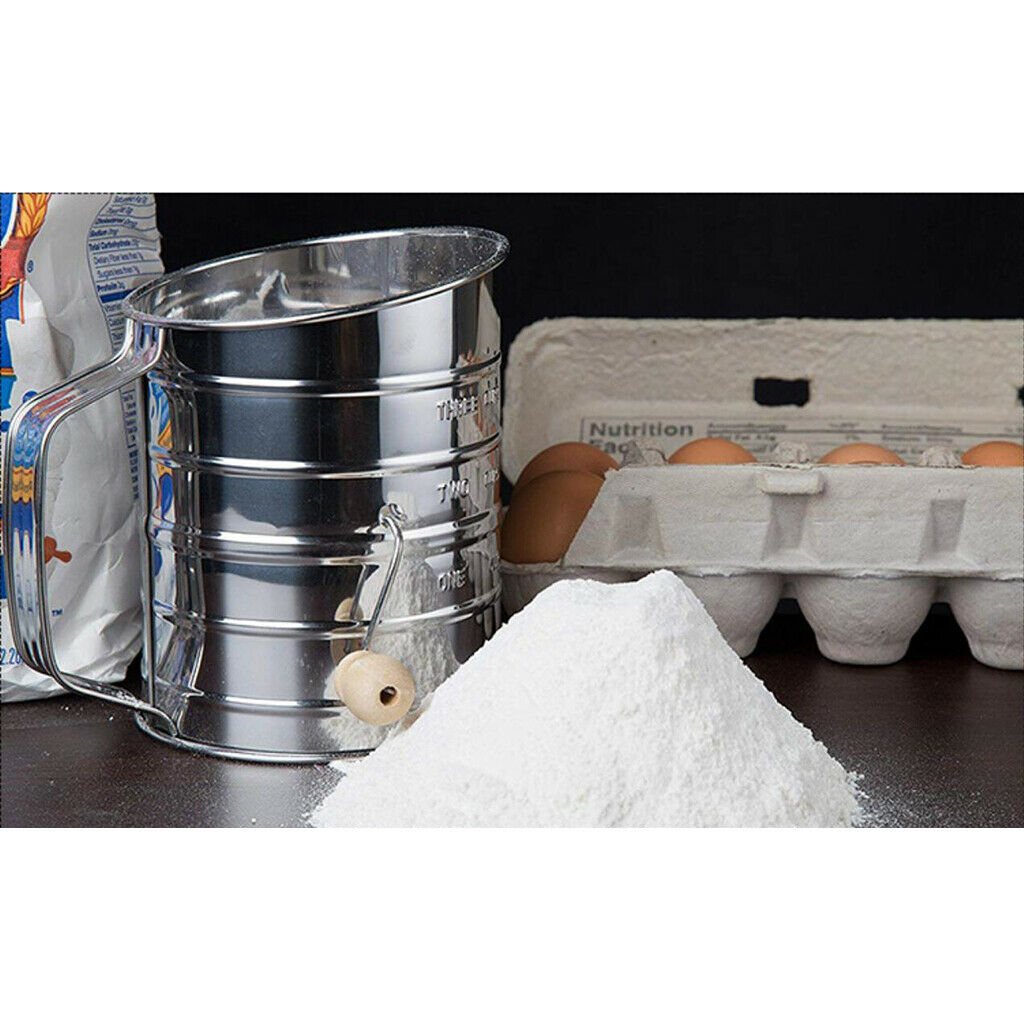 Stainless Steel Crank Style Flour Sifter, 3 Cup, Sift Flour & Dry Ingredients