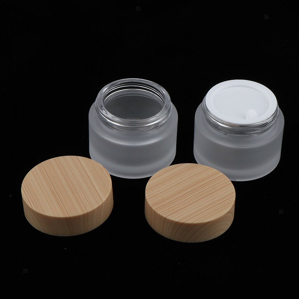 Empty Refillable Containers with Screw Caps & Inner Lids, Round Glass Jars for