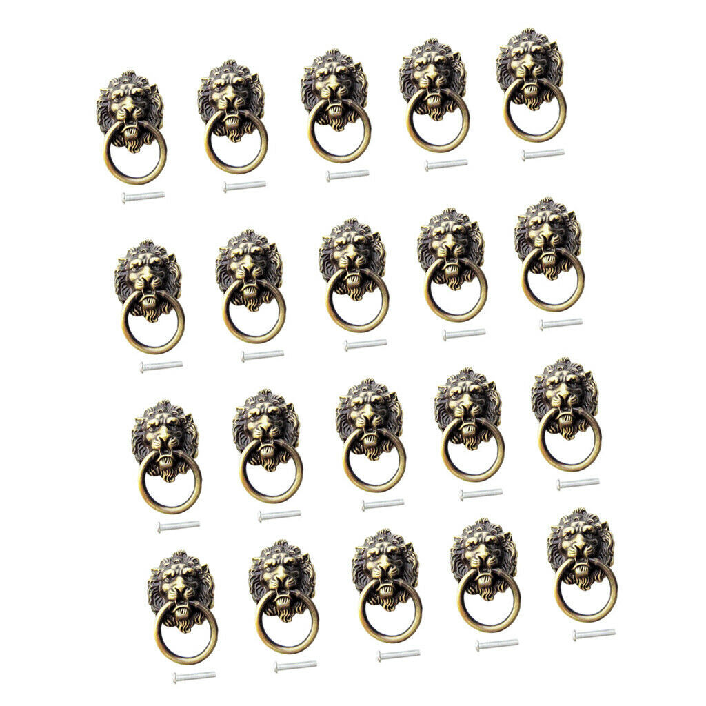 20Pcs Lion Head Knob Pull Handle for Dresser Drawer Cabinet Jewelry Box with