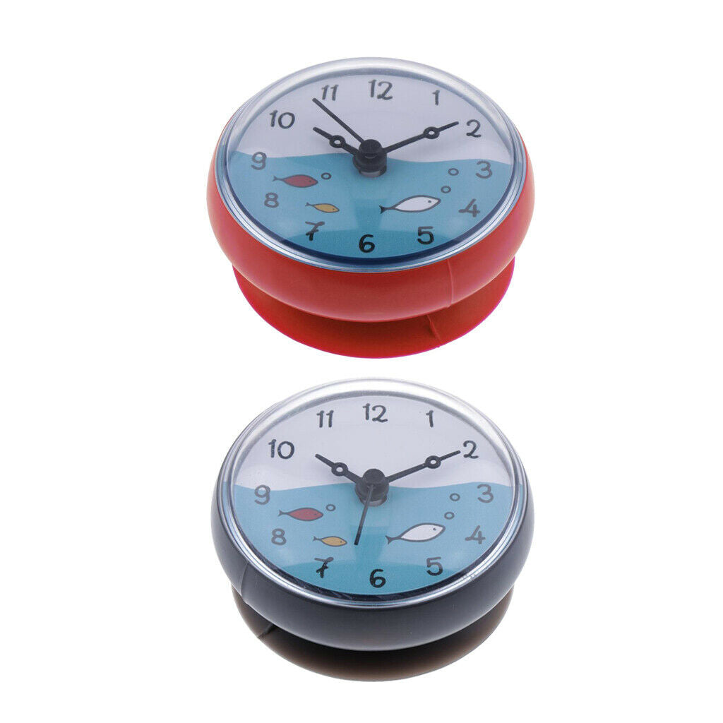 2Pcs Bathroom Clock Waterproof Mini Bath Wall Clock Time Display Portable