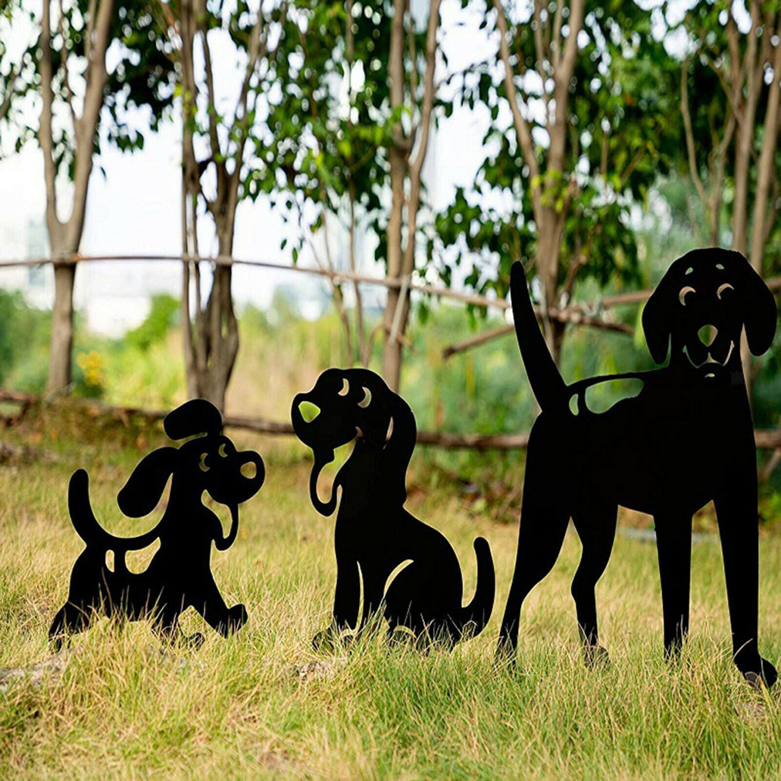 Dog Silhouette Stakes Animal Lawn Decorations for Lawn Ornamental Gardening