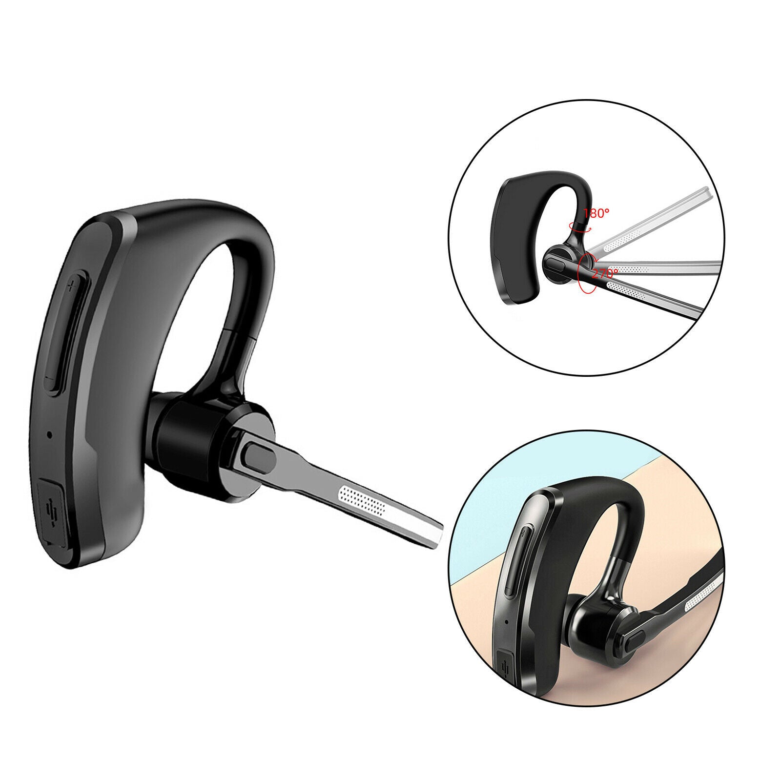 Wireless Bluetooth Mono Headset Earpiece 10 Hrs HD Talktime for Cell Phone