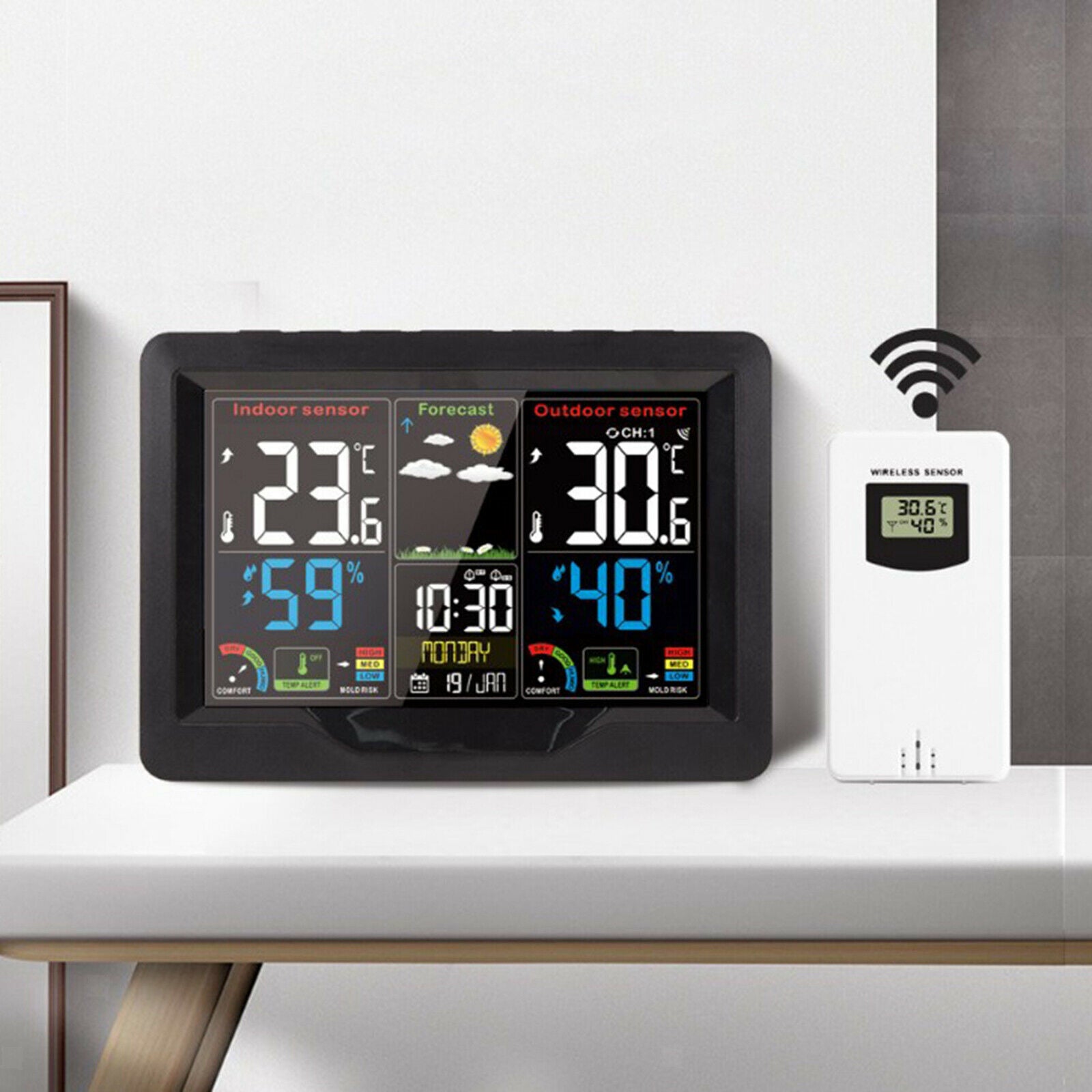 Digital Weather Station Wireless Temperature Humidity Date Calendar Thermometer