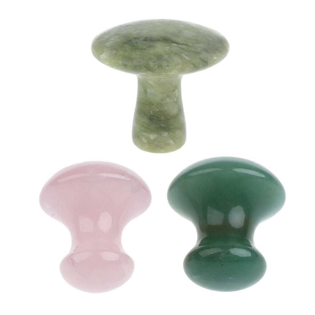 3 Pieces Massage Stone Mushroom Shape Jade Facial Guasha Scraping Tools Set