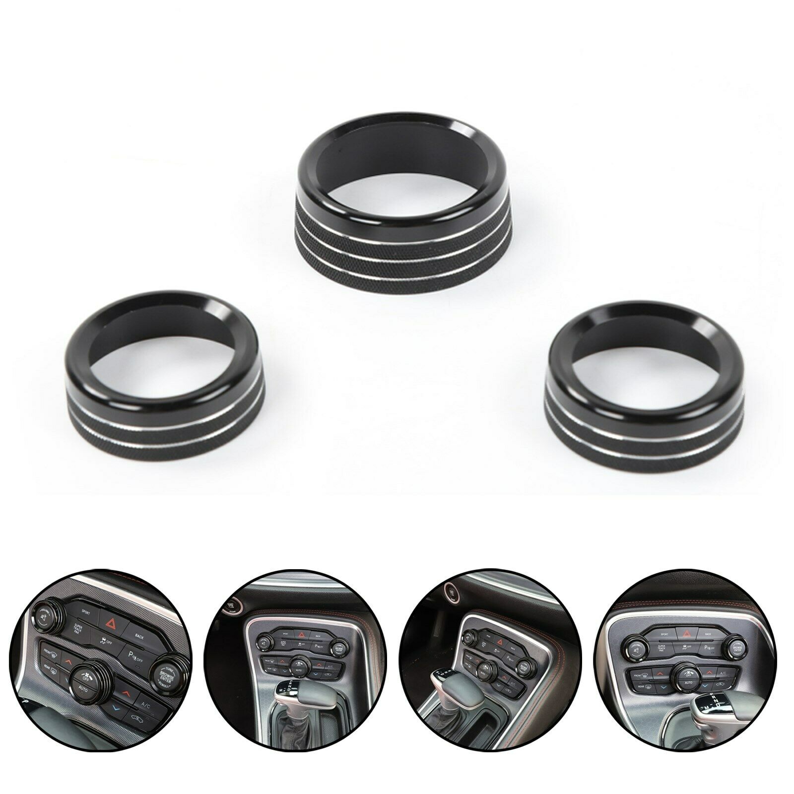 3PCS Air  Audio Switch Knob Trim Ring For RAM 12-17 Charger 15+ BLK CN