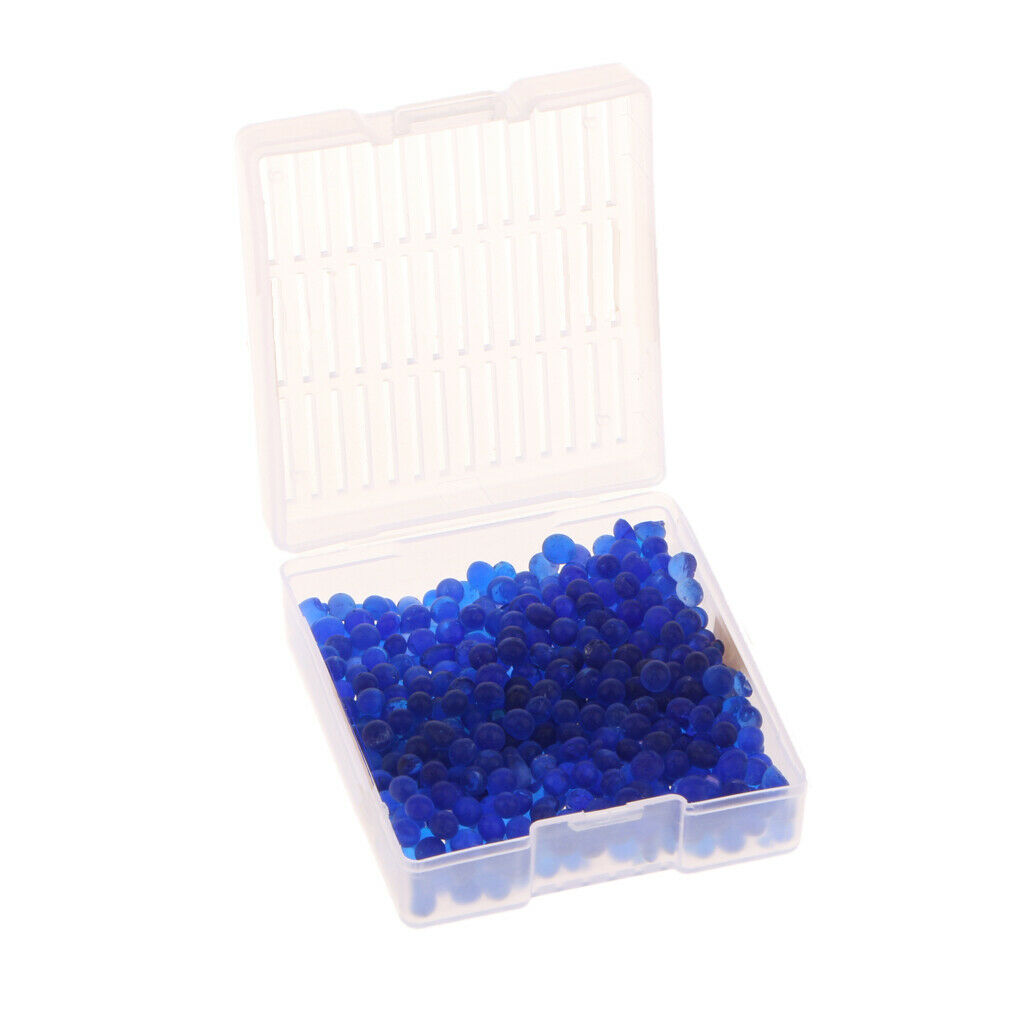 2x Desiccant Indicating Silica Gel with Reusable Hard Plastic Canister -Blue