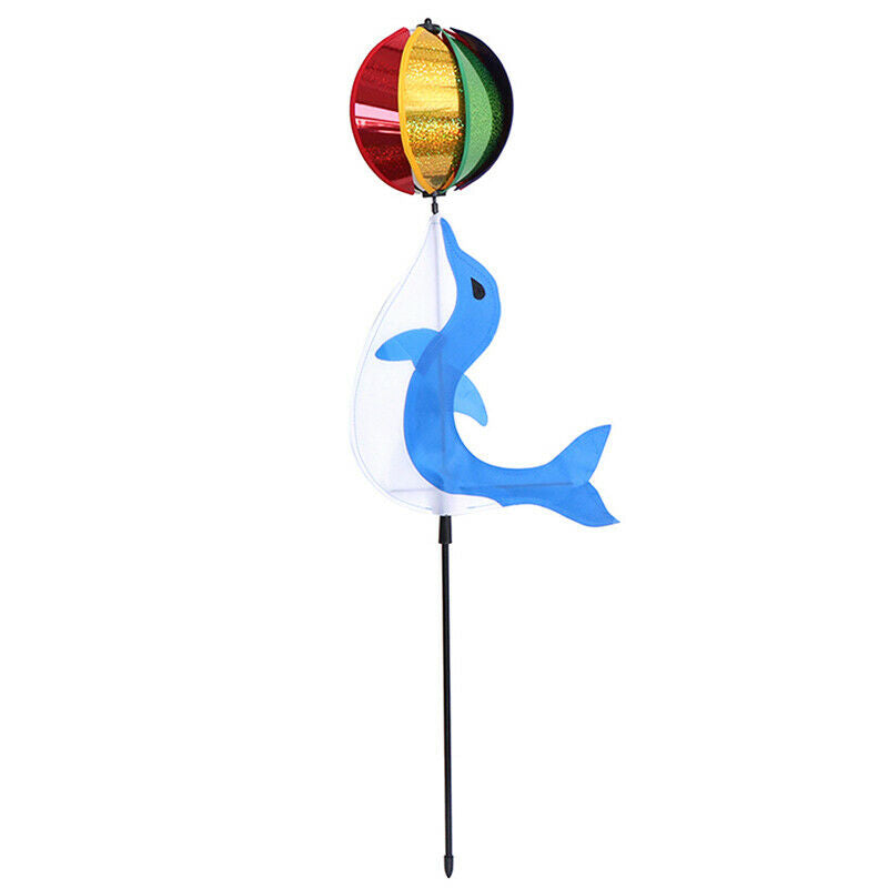 Cute Cartoon Dolphin Rainbow Wind Spinner Colorful Windmill Kids Outdoor .l8