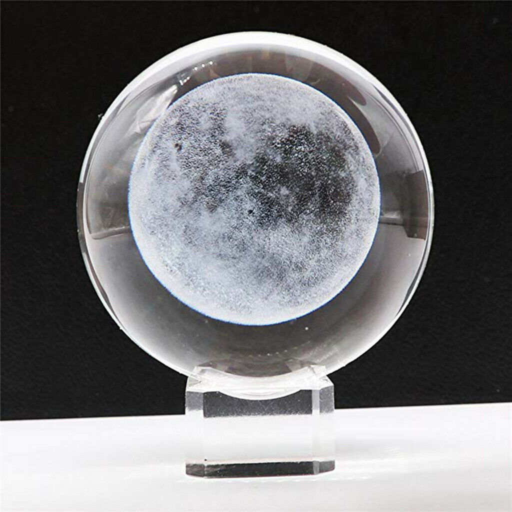 Solar System Crystal Ball Clear Moon Glass Balls 80mm (3.15 inch) for Home