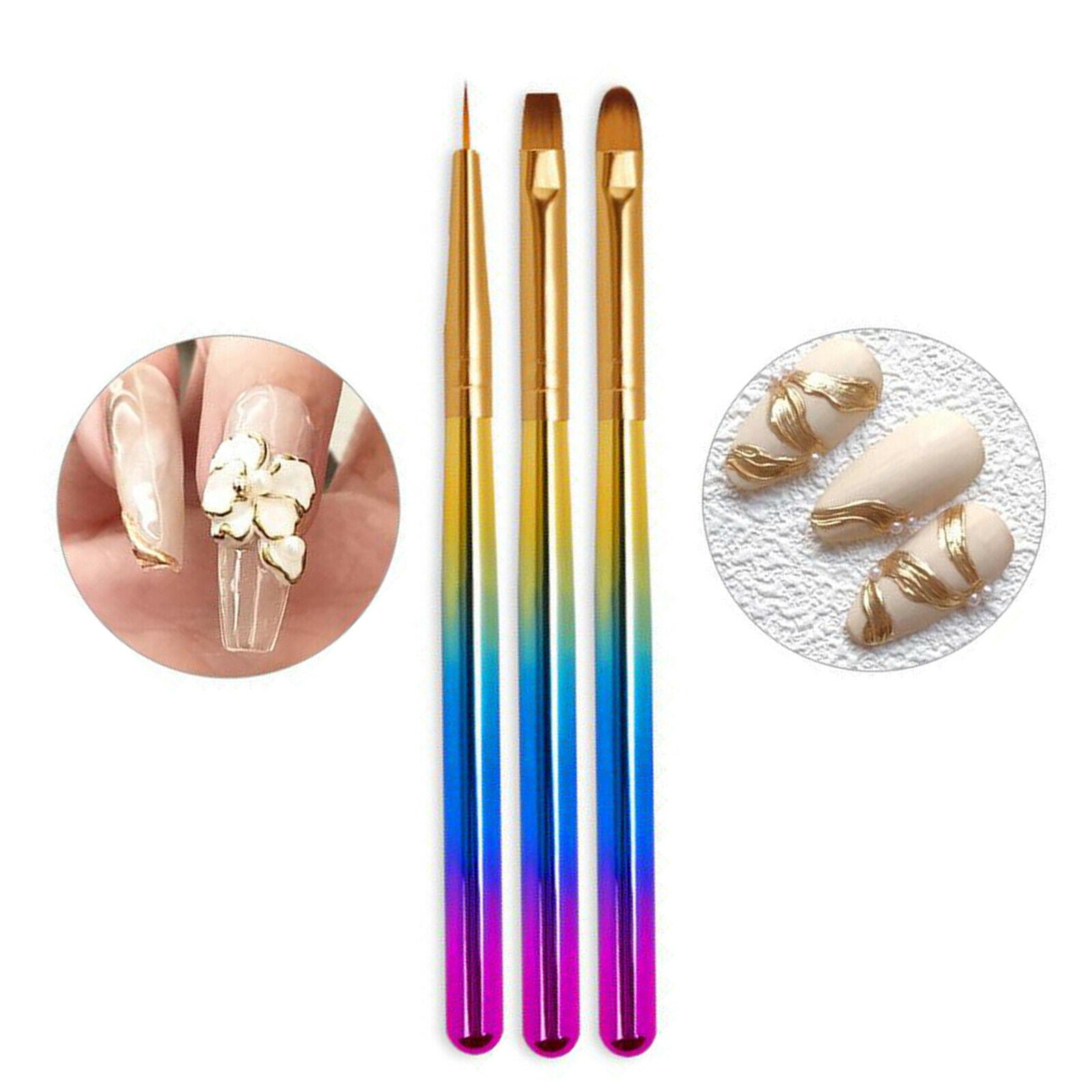 3 Pcs Nail Art Liner Brushes Set UV Gel Acrylic Nail Art Drawing Painting