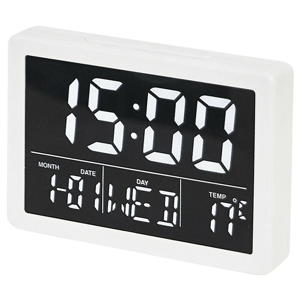 Multifuncational Desk Alarm Clocks 6 Volume for Bedroom Study Room White
