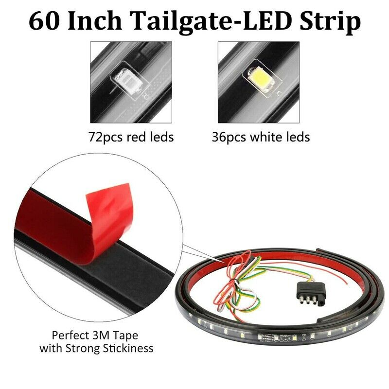 60 Inch Triple Row Truck Tailgate Led Strip Light Bar with Reverse Brake Turn I3