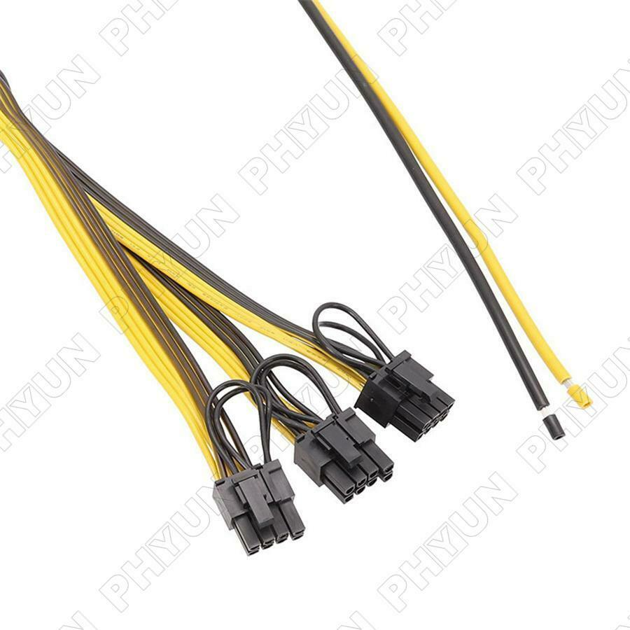 5PC Power Supply Cable 1 to 3 6P+2P Miner Adapter Cable 8Pin GPU Video Card Wire
