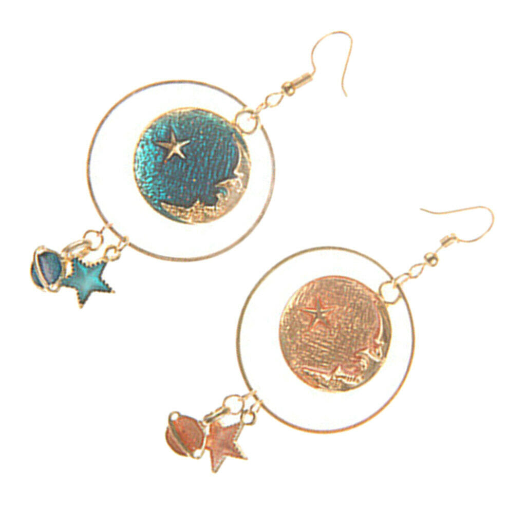 Enamel Cartoon Dangle Earrings Wedding Party Studs Star Moon Women Jewelry
