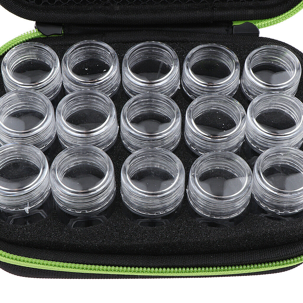 Essential Oil Storage Bag Travel Case Holder Organizer+15Pcs Bottle Green