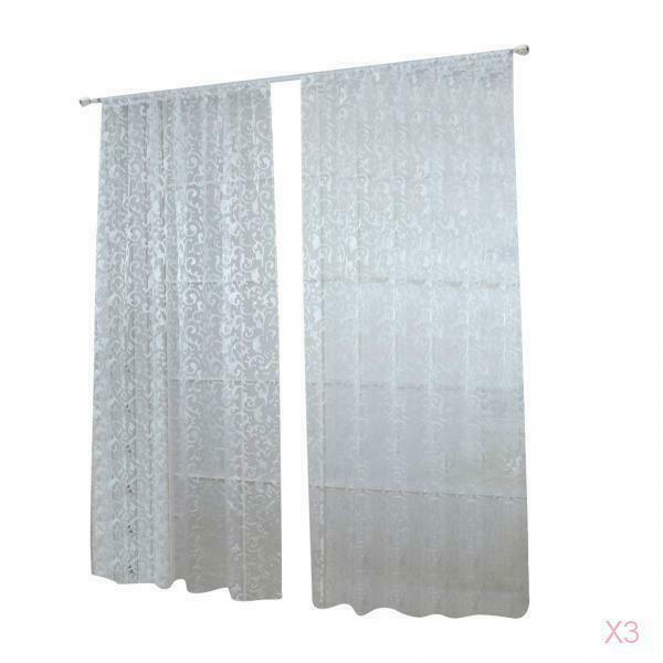 3x Jacquard Blackboard Tulle Curtain Curtains Voile Home Decor White