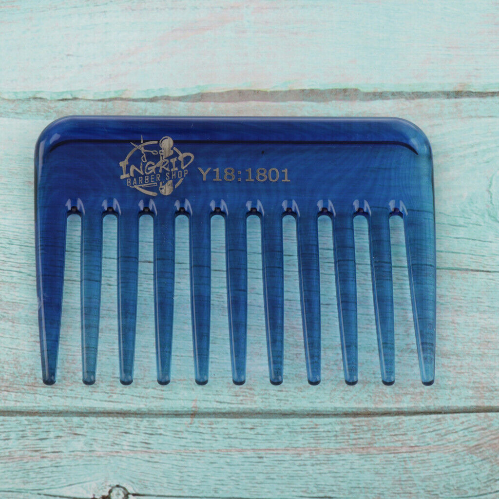 Wide-Teeth Detangling Curly Hair Comb Mens Back Head Styling Oil Comb Blue