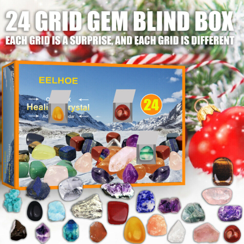 24 Grid Mineral Gift Box Toys Christmas Advent Calendar Mineral Gift Box