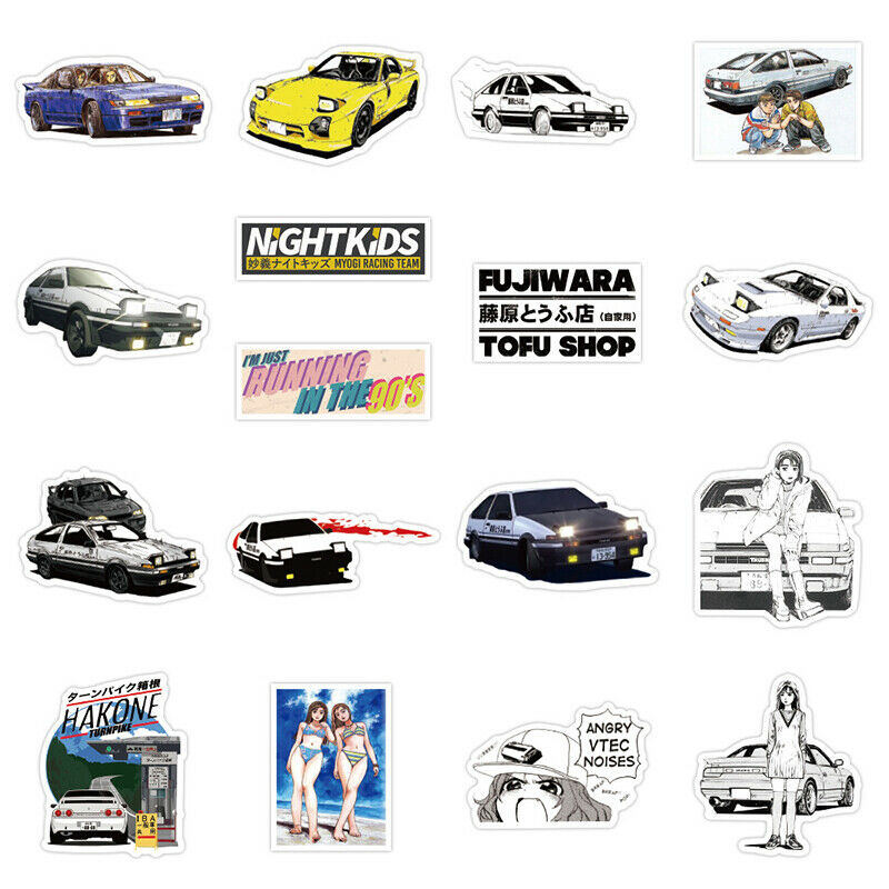 50PCS Initial D Stickers Laptop DIY Fridge Guitar Luggage Skateboard Car TOB Fx