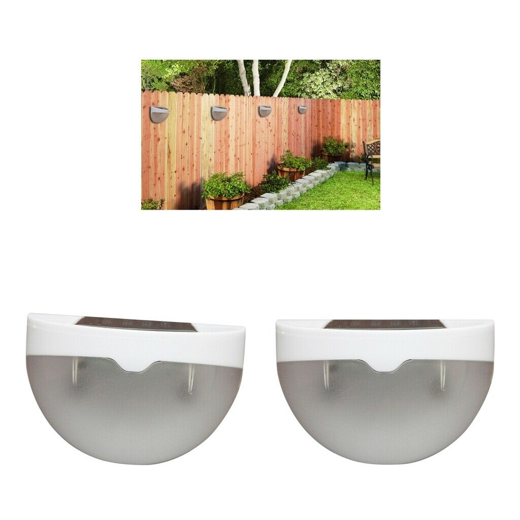 2 Pieces IP65 LED Solar Wall White Light for Patio Garden Fence Pathway
