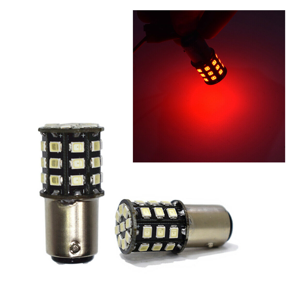 2X  Red 1156 BA15S 27SMD LED Strobe Brake/Stop Bulb Stop Parking Light 12V-24V
