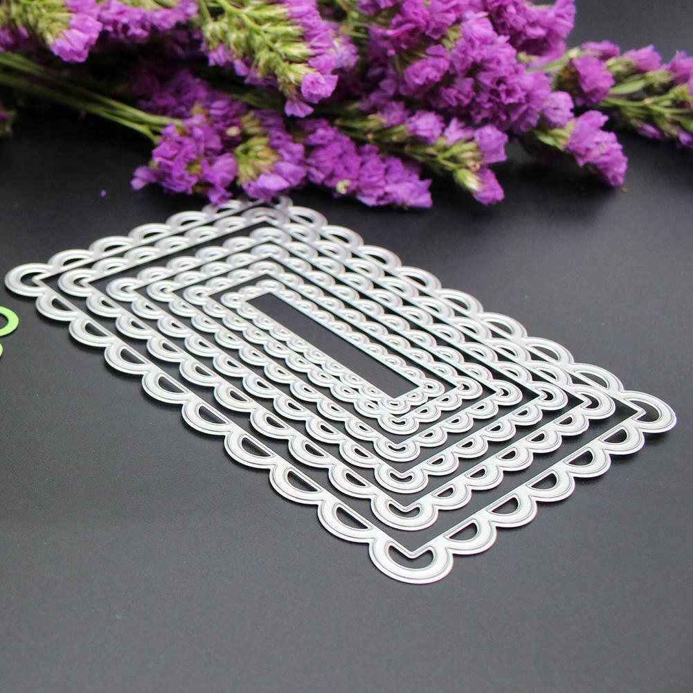 6pcs Rectangle Lace Frame Metal Cutting Dies Stencils DIY Scrapbook Craft # @