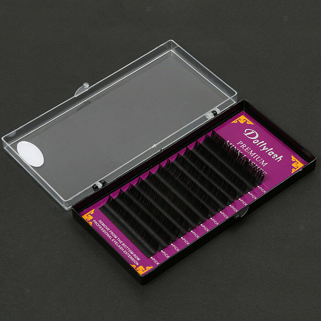 Black 12 Rows Eyelash Extension B Curl 0.15 Individual Semi Permanent 8mm 14mm