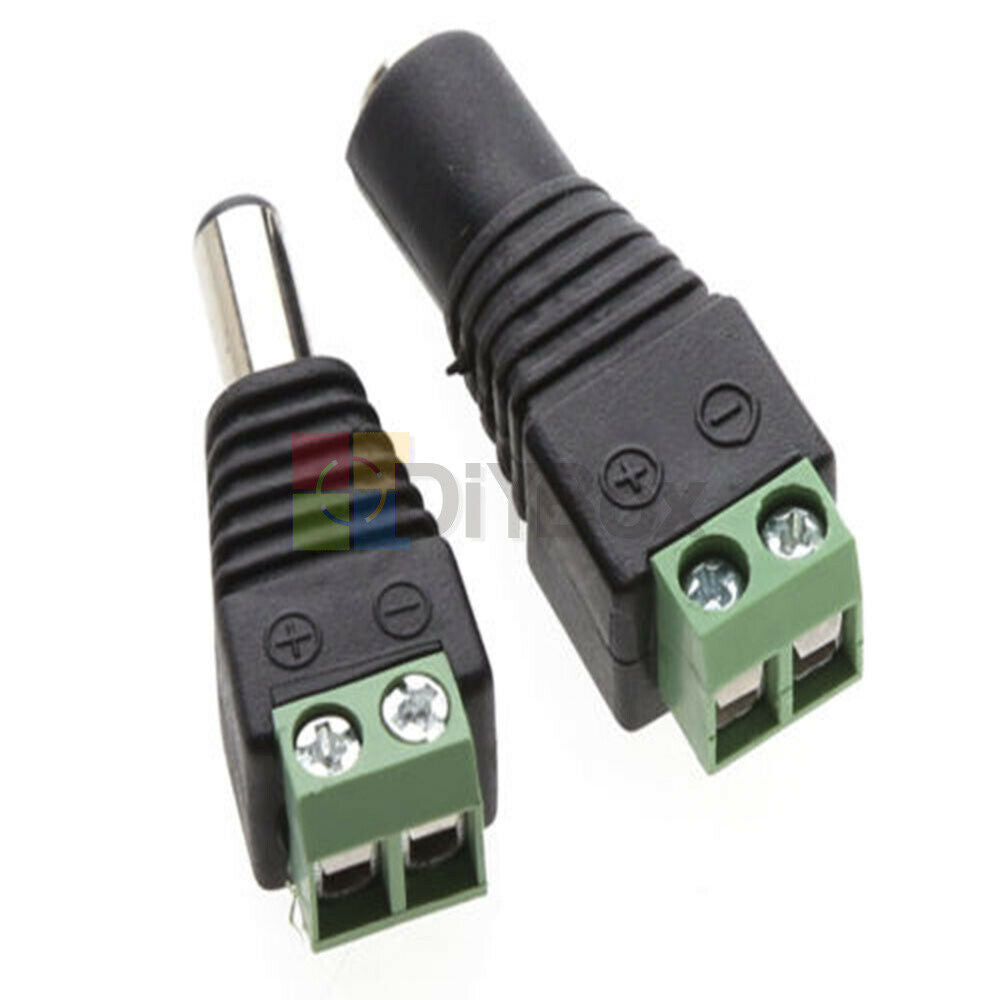 5 Pairs Male and Female 2.1x5.5mm DC Power Plug Jack Adapter Connector For CCTV