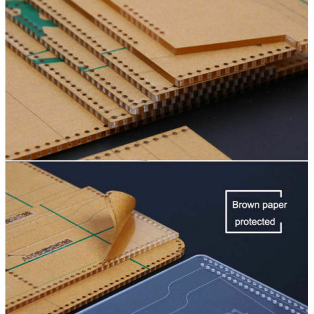 DIY Leather Craft Acrylic Long Zip Wallet Purse Pattern Template Stencil Set