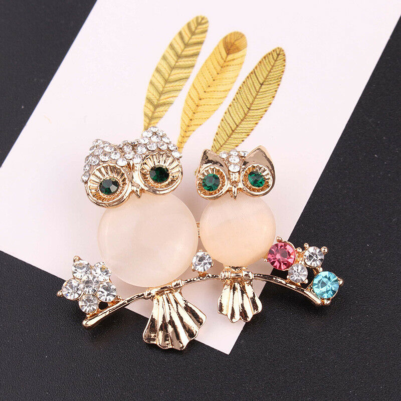 Cute Crystal Owl Animal Corsage Banquet Decoration Women Brooch Pin Jewelr.l8