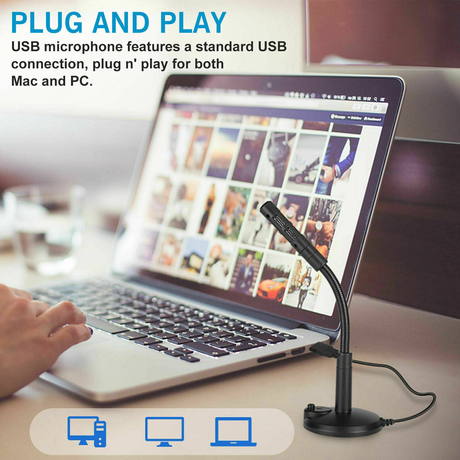 USB Computer Microphone Noise Canceling Voice Recording Mic for Desktop Laptop