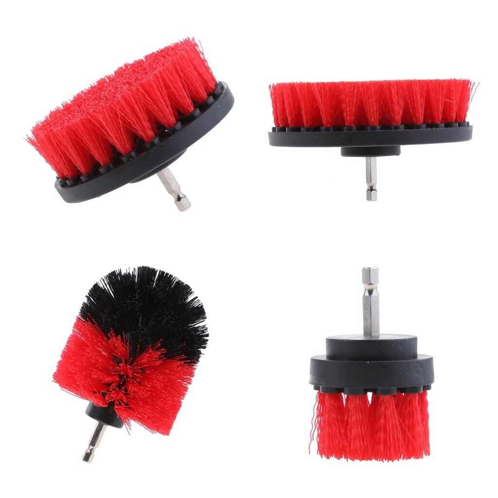 3Pcs Power Scrub Drill Cleaning Brush Set For Plastic Interiors Cleaning Red