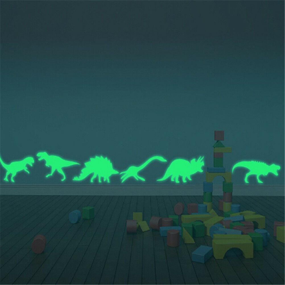 9x Glow in the Dark Luminous Dinosaurs Stickers Kids Room Wall Art DecoratioADD