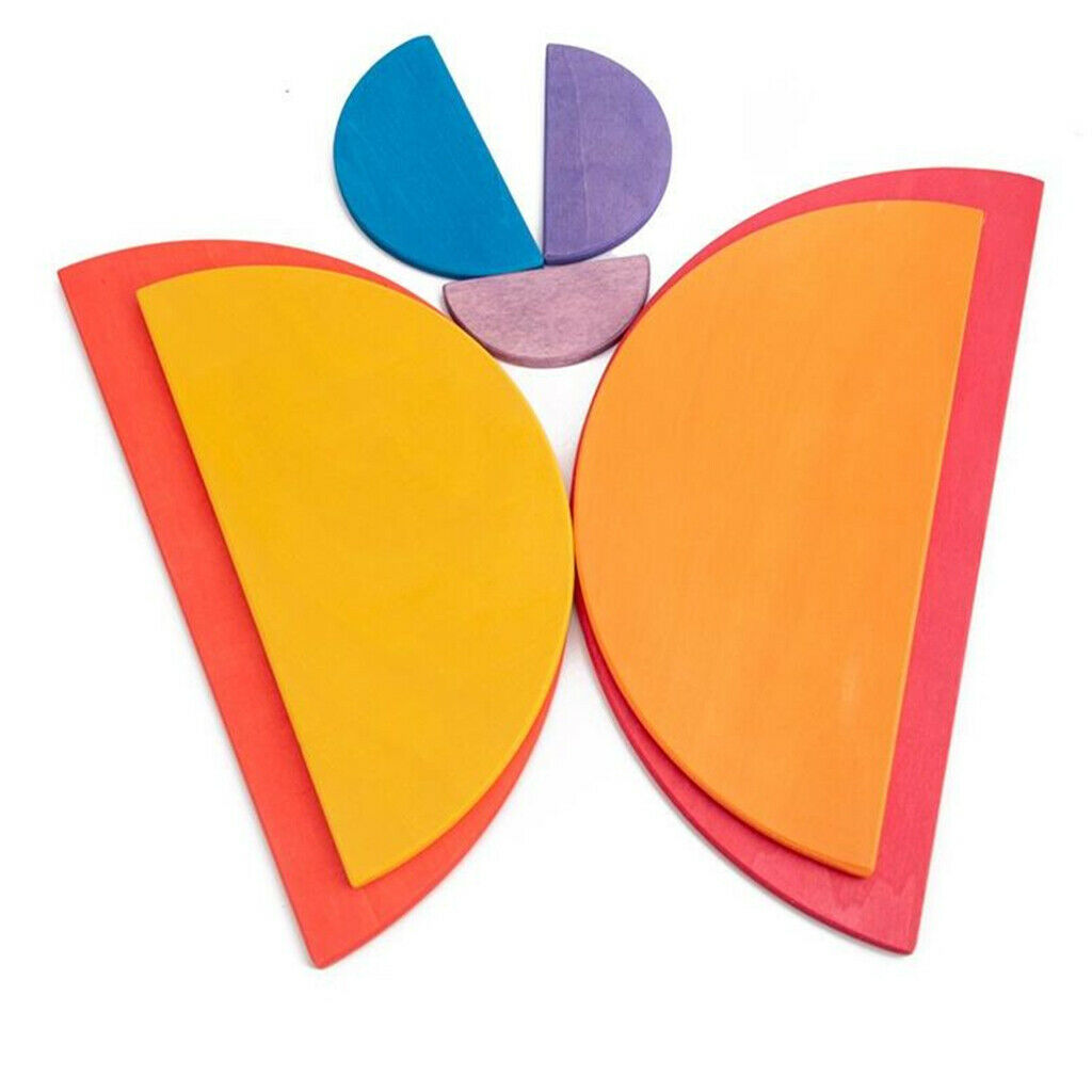 Wooden Rainbow Stacker Tunnel Nesting Puzzle Blocks Educational Toys for Baby