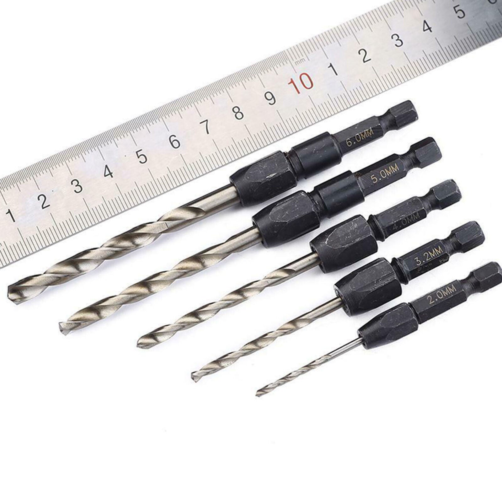 5Pcs Snappy Quick Change Hex Shank HSS Drill Bit Set 2,3.2,4,5,6mm
