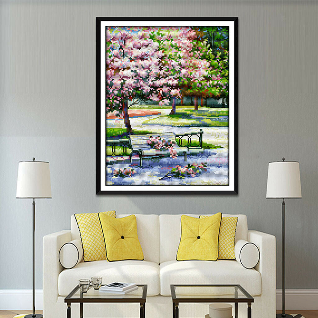 Stamped Embroidery Cross Stitch Kits Beginner Needlecrafts-Spring Scene 11CT