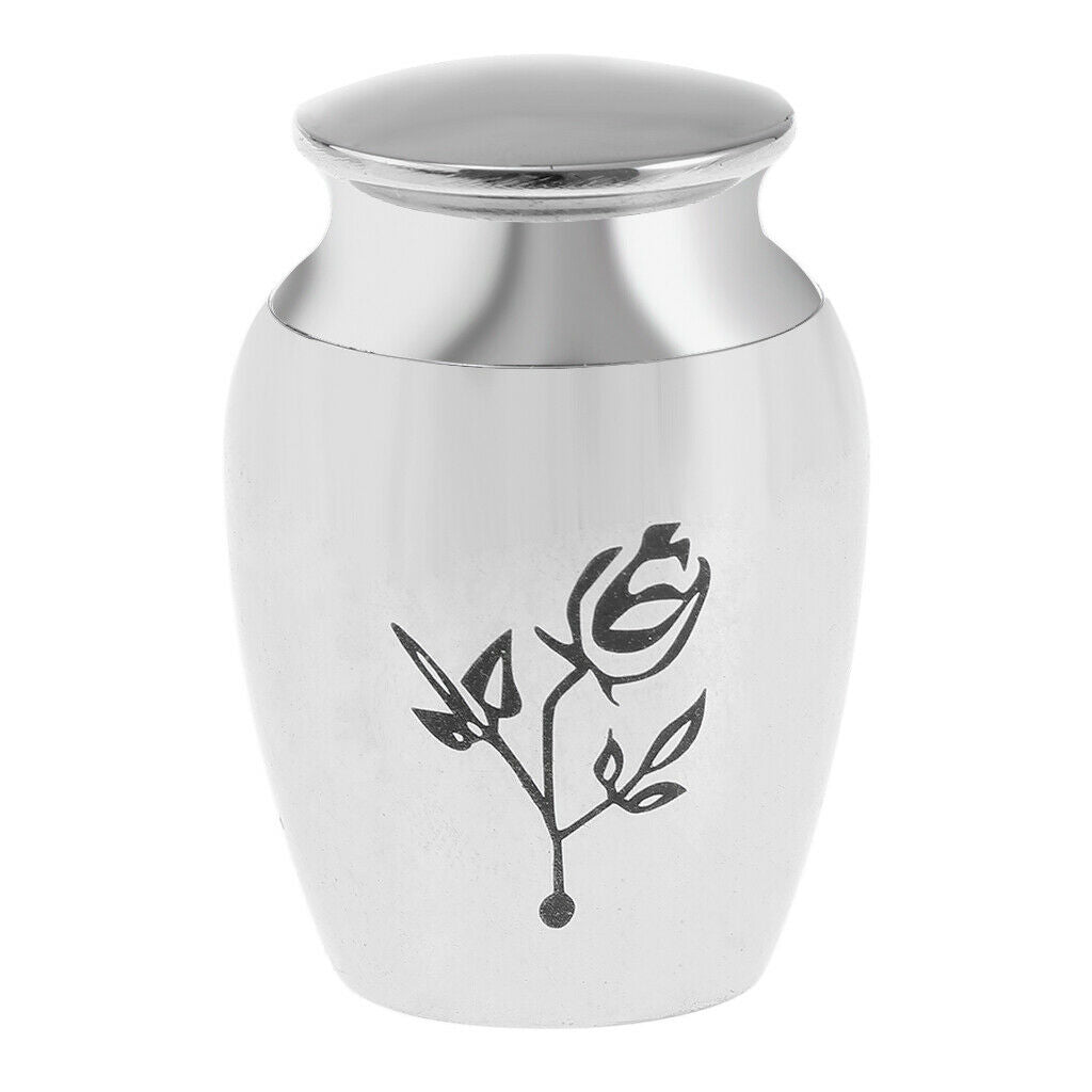 Rose Flower Urn Ash Jar Mini Memorial Human Pet Container Stainless Steel