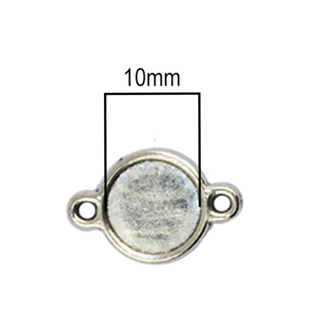 50 Set Double Sided Round Blank Bezel Pendant Trays Base Connector Cabochon