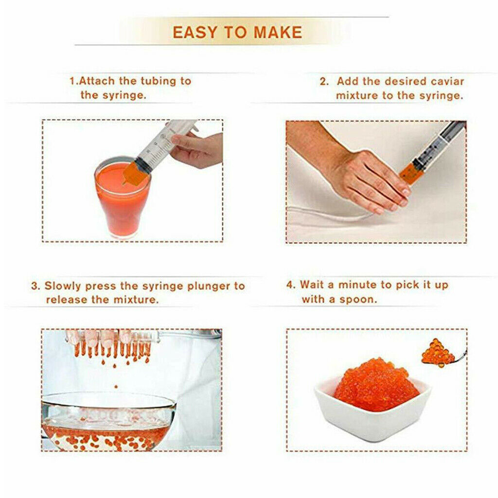 Molecular Gastronomy Caviar Maker Dispenser Strainer with Tube & Spoon Kit